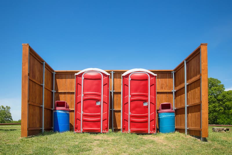 Short-term porta potty units staged for delivery in Casa Grande, Arizona